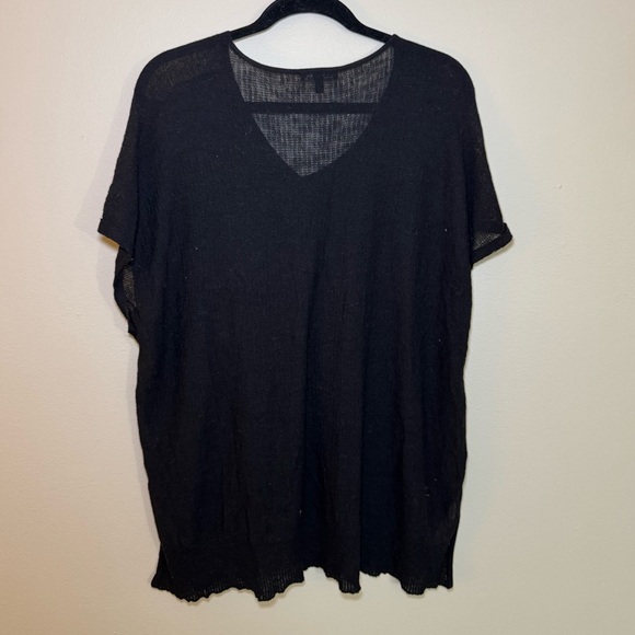 Eileen Fisher Knit Sheer Black Top Green size Large - Picture 3 of 4